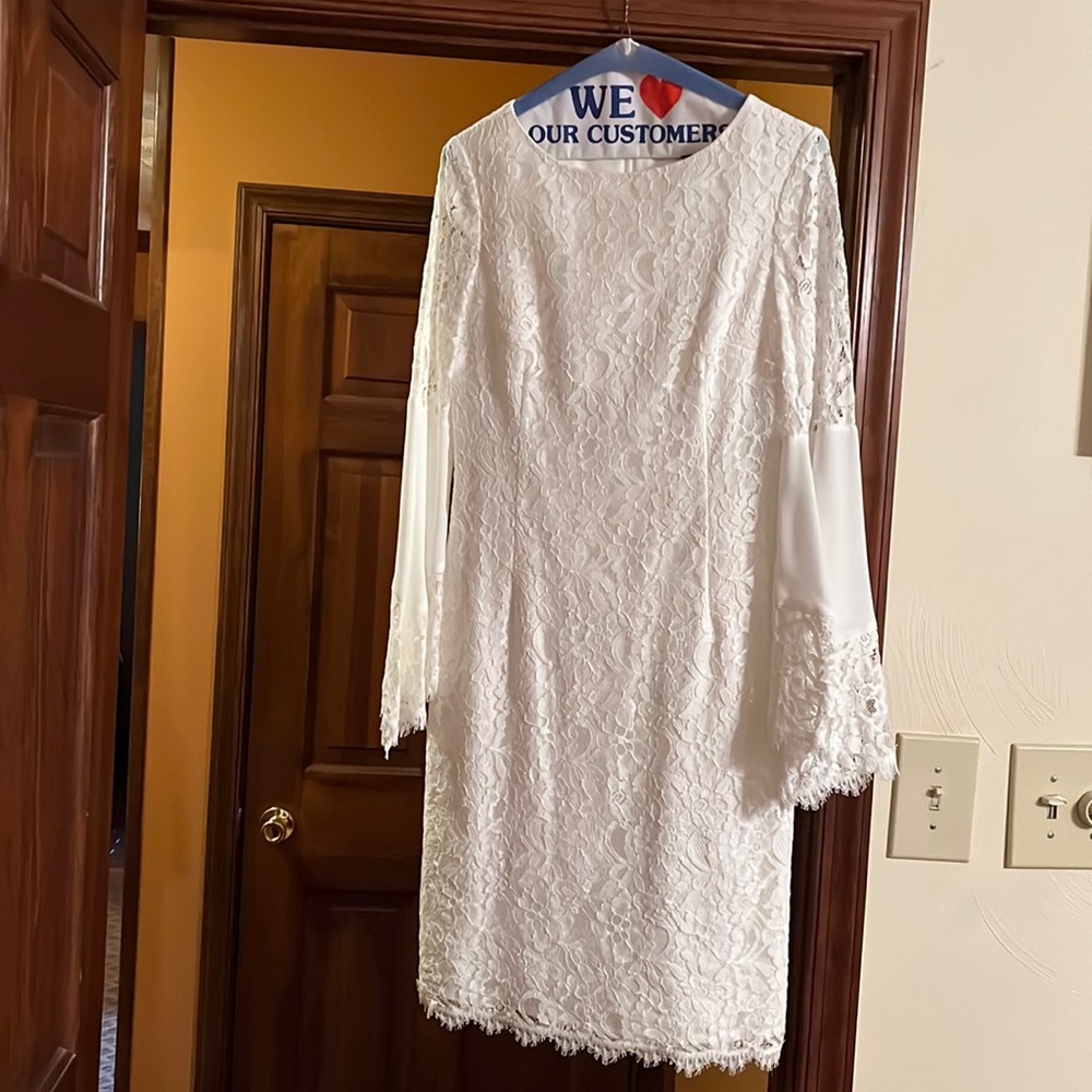 White House Black Market White Lace Shift Dress
